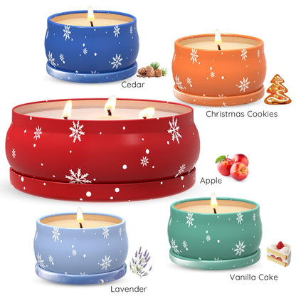 Scented Soy Wax Candles Gift Set – 13.5oz Jar + 4x2.5oz Tin