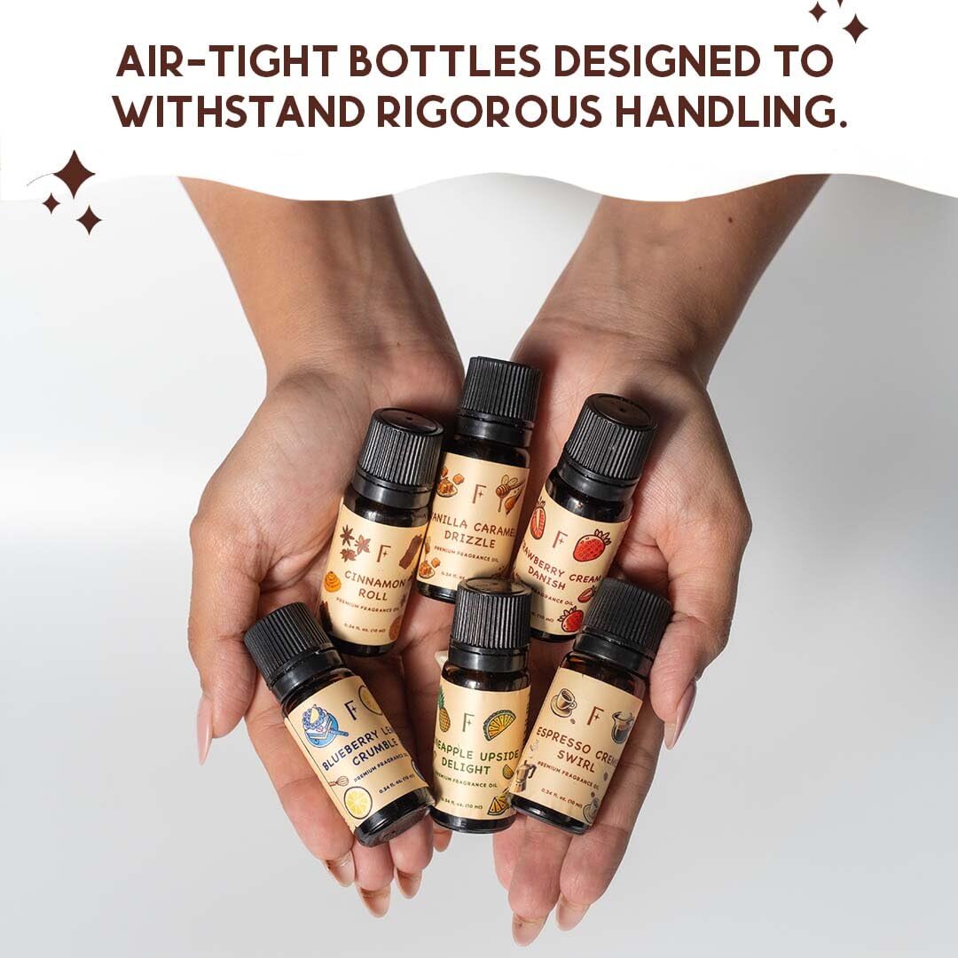 Folkulture Christmas Essential Oils for Home | Set of 6 (0.34 fl oz x 6) Bakery Essential-Oil for Diffuser, Relaxation | Strawberry, Vanilla Essential Oil for Aromatherapy | Christmas Gifts for Women
