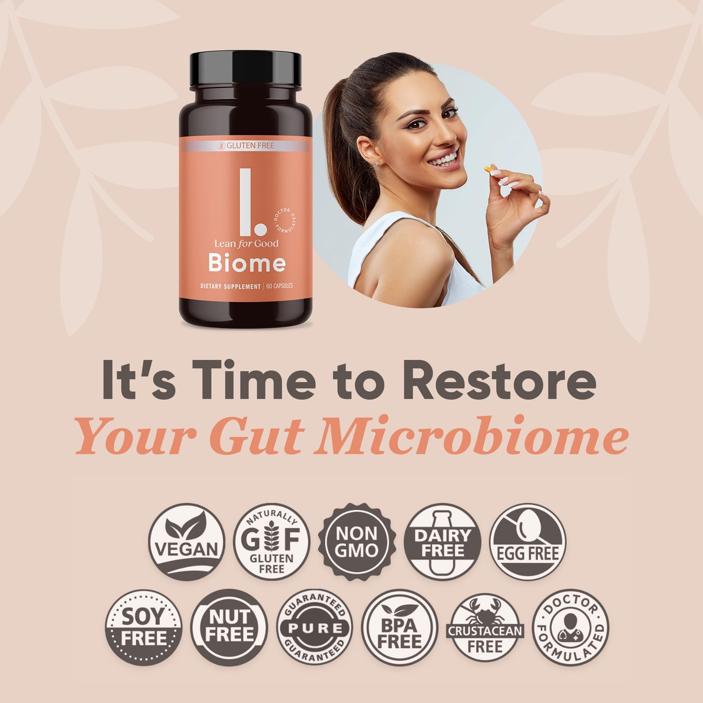 LEANFORGOOD Biome | 9-Strain Probiotic Formula, Supports a Balanced Gut Microbiome, Greenselect Phytosome - 60 Capsules