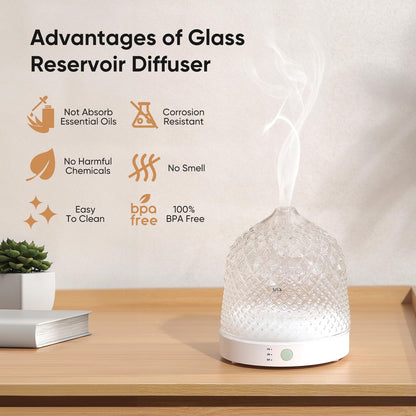Lecdura Glass Diffuser 200ml – Ultrasonic Diffuser with Glass Reservoir & Auto-Off