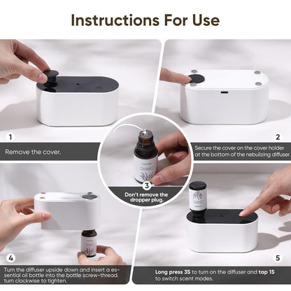 Lecdura Waterless Diffuser - Battery-Operated Essential Oil Nebulizing Diffuser for 400-700 sq ft