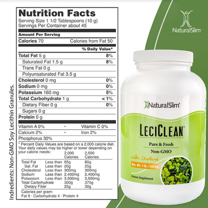 NaturalSlim Soy Lecithin Granules with Choline – Pure, Non-GMO Lecithin Powder (1 lb) for Brain, Heart & Liver Support