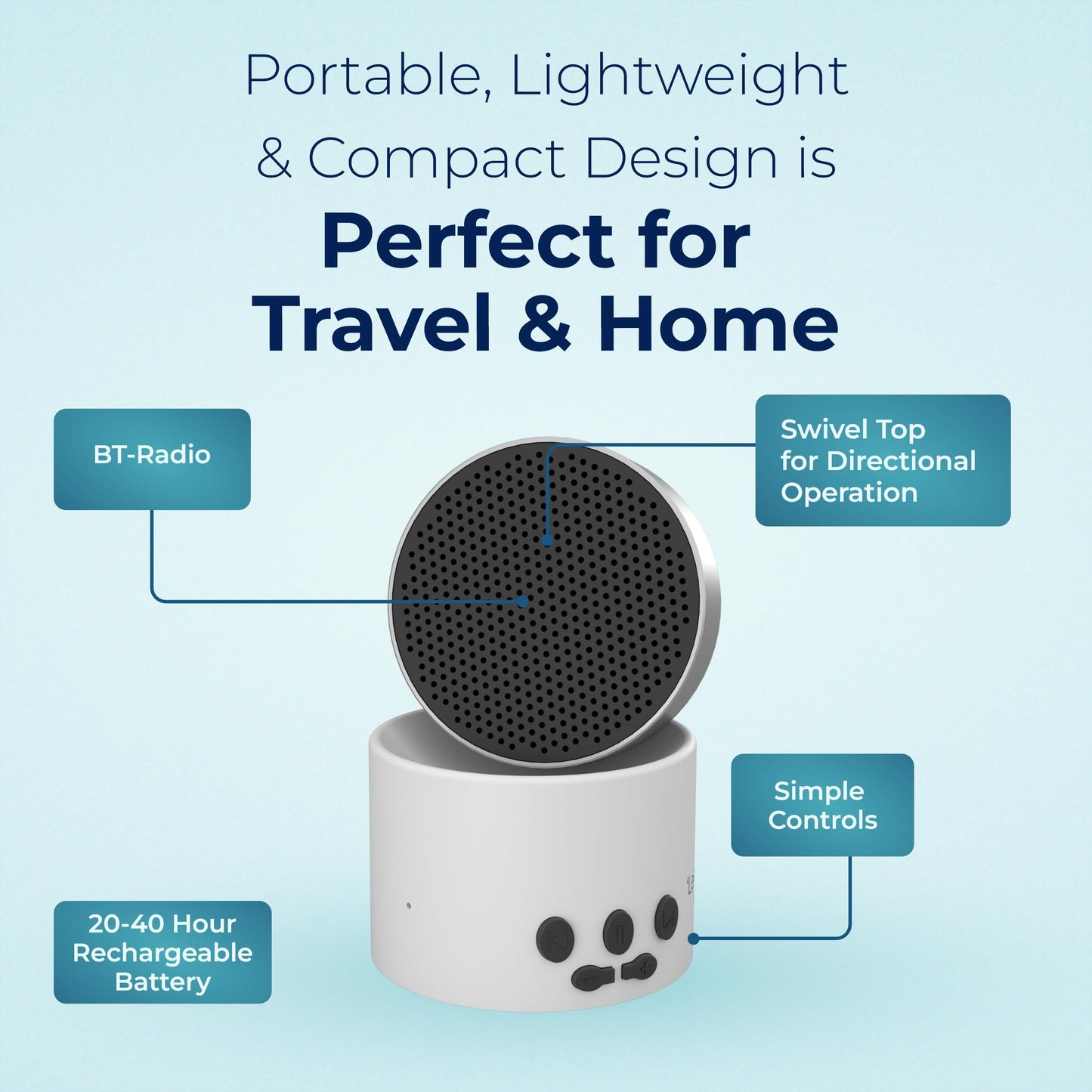 LectroFan Micro 2: Portable Bluetooth Speaker & White Noise Machine for Travel — 11 Non-Looping Sounds