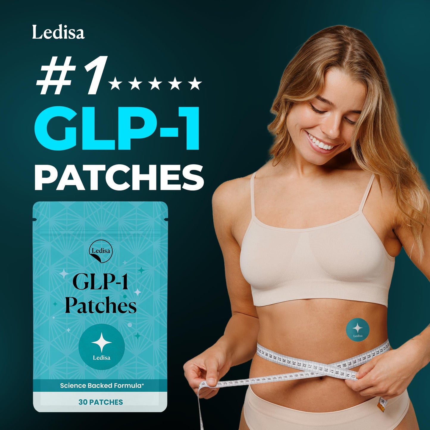 Ledisa GLP-1 Patches for Women & Men | Berberine, L-Glutamine & Garcinia Cambogia