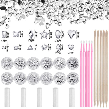 Leelosp 480 Pcs Tooth Gem Kit DIY Teeth Crystals – 12 Boxes, 5 Pink Brushes, No Glue