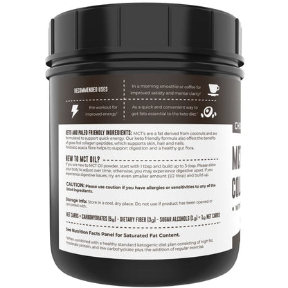 Left Coast Performance MCT Oil Powder with Acacia Fiber & Collagen Peptides – Sugar-Free Keto Chocolate Creamer, 16 oz