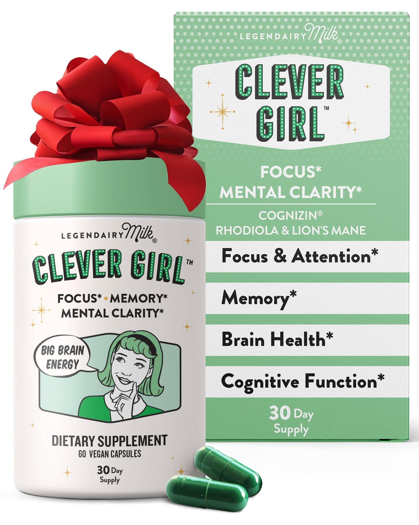 Legendairy Milk Clever Girl: Focus Support with Lion’s Mane & Citicoline | Memory & Mental Clarity for Women | 30 Servings