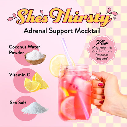 Legendairy Milk She’s Thirsty – Strawberry Lemonade Hydration Packets | Cortisol Support & Adrenal Health | Coconut Water Electrolytes 18 ct