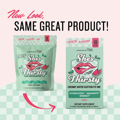 Legendairy Milk She’s Thirsty Watermelon Hydration Packets | Cortisol & Adrenal Support | No Sugar Added 18 ct