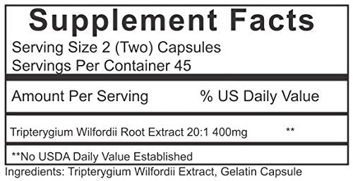 Thunder God Vine Root 20:1 Supplement – 200 mg Tripterygium Wilfordii, 90 Capsules | ThunderGodRoot