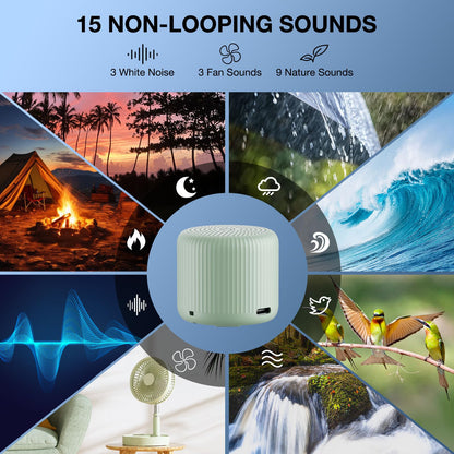 LEICEX Mini White Noise Machine – Portable Travel Sound Machine (Mint) with 15 Non-Looping Sounds