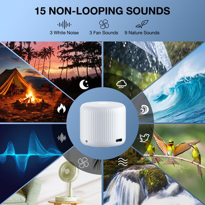 LEICEX Portable Travel Sound Machine — 15 Non-Looping Sounds, 22h Battery, USB-C