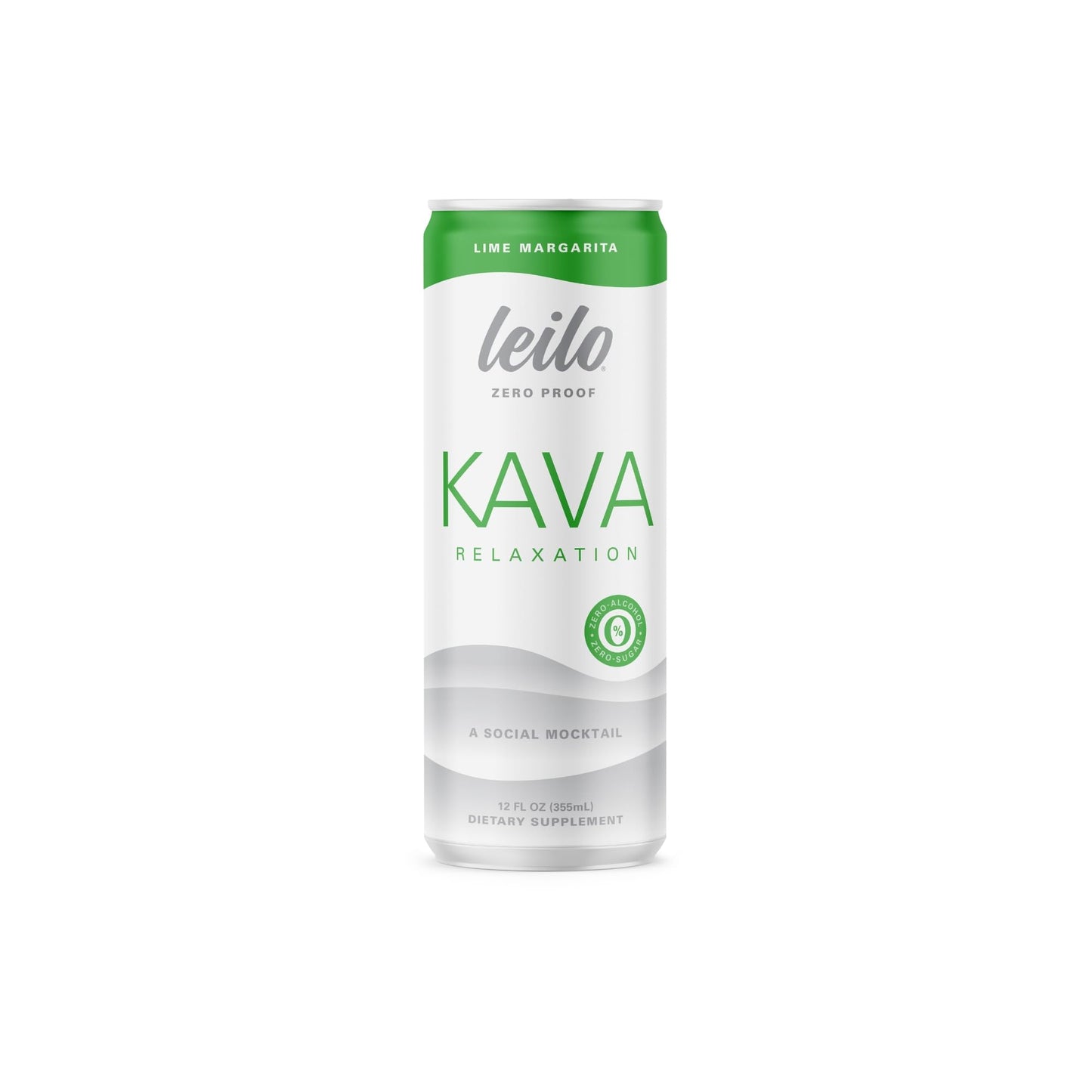 LEILO Kava Lime Margarita Mocktail – Sugar-Free, Non-Alcoholic 12-Pack (12 fl oz Cans)