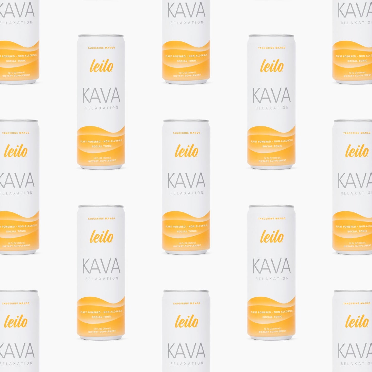 LEILO Tangerine Mango Kava Sparkling Drink – 12-Pack Non-Alc Calming Beverage