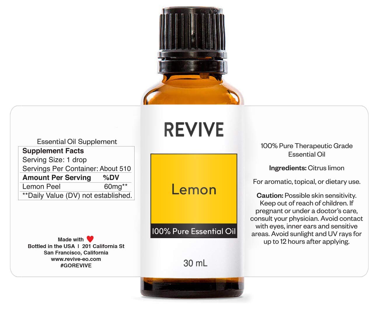 Lemon Essential Oil 30mL by Revive Essential Oils – 100% Pure Therapeutic Grade