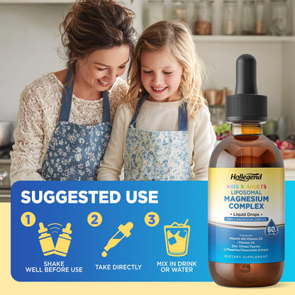 Liposomal Magnesium Drops 400mg – Triple-Source Mg with D3, K2, B6, Zinc, Taurine, L-Theanine & Chamomile (4 oz)