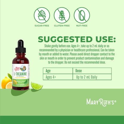 MaryRuth's L-Theanine 200mg Liquid Drops - Mood, Focus & Sleep Support | Vegan, Non-GMO, Gluten Free | 30 Servings
