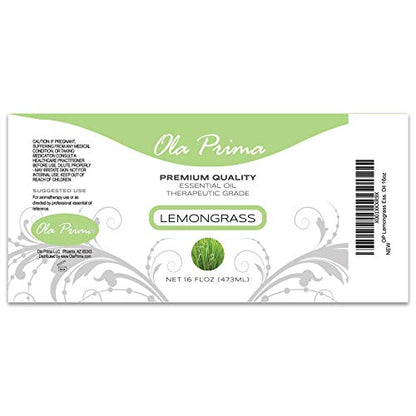 Ola Prima Lemongrass Essential Oil - 16oz Bulk | Aromatherapy & Diffuser