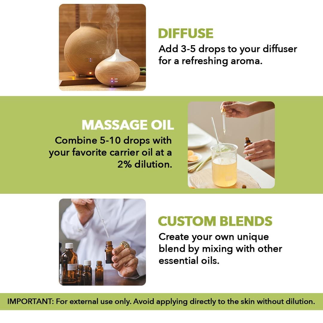 Majestic Pure Lemongrass Essential Oil – 100% Pure & Natural, 4 Fl Oz
