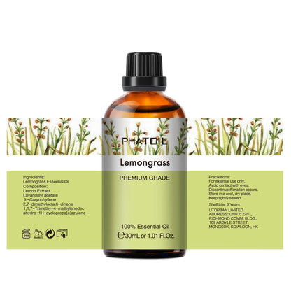 Lemongrass Essential Oil 30ml | PHATOIL - Long-Lasting Aromatherapy for Diffusers, DIY Soap & Candles