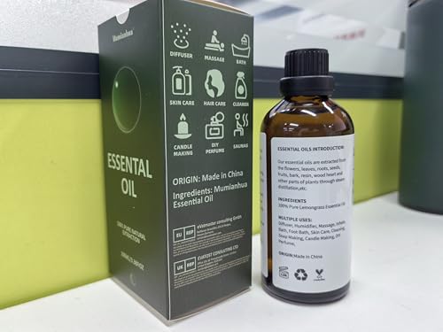 Pure Lemongrass Essential Oil - 3.38 Fl Oz | Aromatherapy & Skin Care by Mumianhua