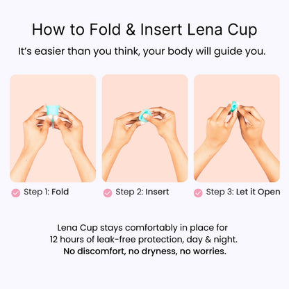 LENA Menstrual Cup Original Large Pink – Heavy Flow, 12-Hour Leak-Free Reusable Silicone