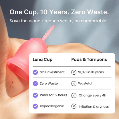 Lena Cup Original Small Gray – Reusable Silicone Menstrual Cup, 12-Hour Leak-Free Comfort | Beginner-Friendly