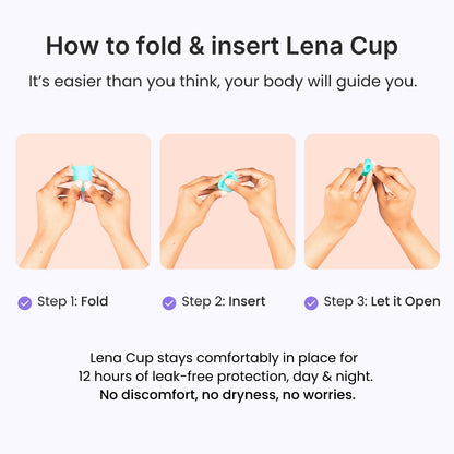 Lena Cup Original Small Turquoise – Reusable Silicone Menstrual Cup for Regular Flow, 12-Hour Leak-Free