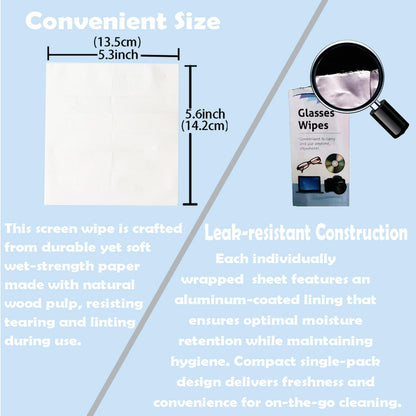 60-Count Lens Cleaning Wipes - Individually Wrapped & Quick-Dry