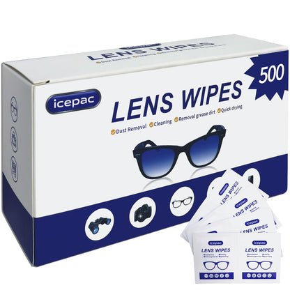 Lens Wipes for Eyeglasses – 500 Count, Pre-moistened, Streak-Free, Scratch-Free