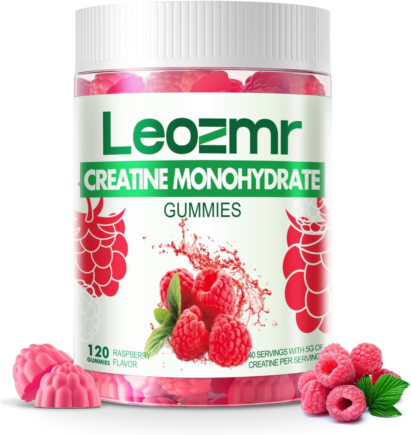 Leozmr Creatine Monohydrate Gummies 5000mg – Raspberry, 120 Gummies