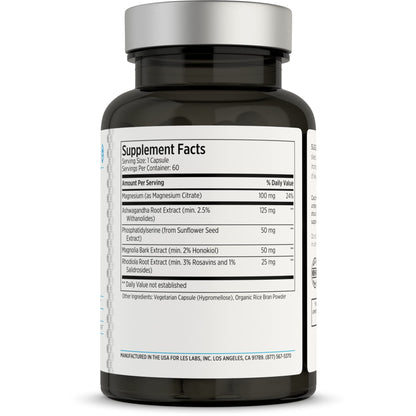 LES Labs Cortisol Health – Stress Relief, Balanced Cortisol Response & Deep Sleep – 60 Capsules (Non-GMO)