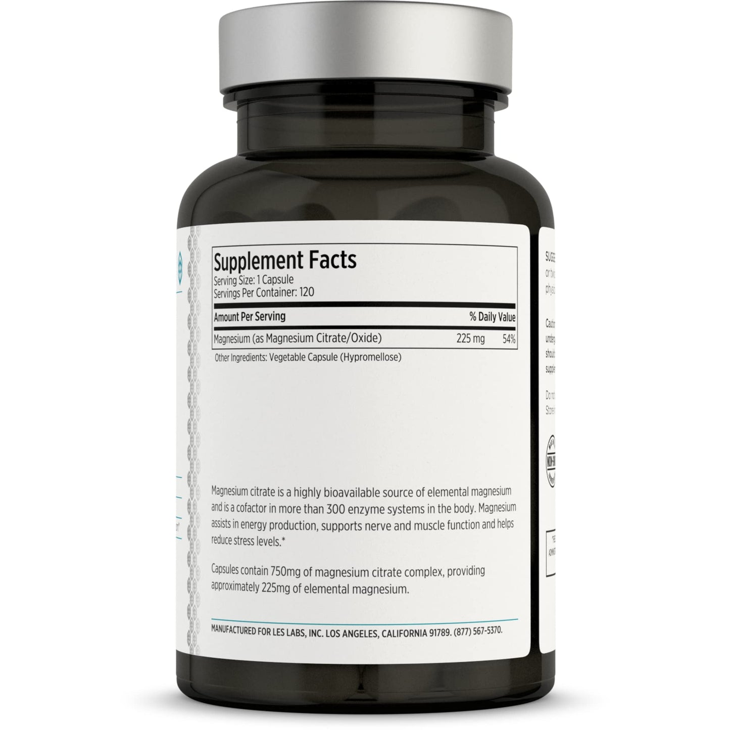 LES Labs Magnesium Citrate – 120 Capsules | Stress Relief, Sleep Support & Heart Health