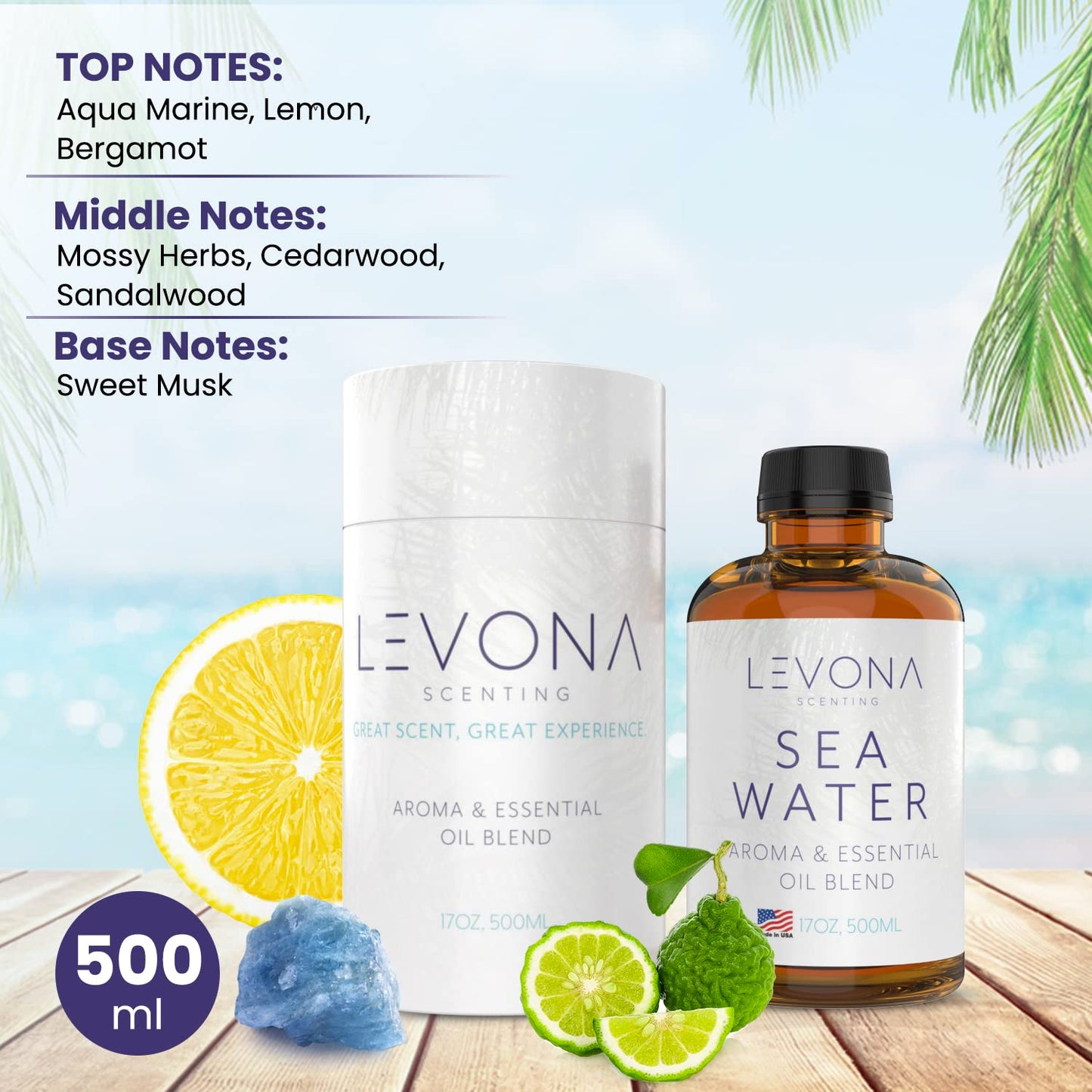Levona Scent Sea Water Essential Oil for Diffusers – 500 ml