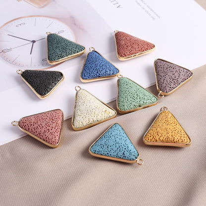 LHJ 6 Pcs Natural Lava Stone Pendants – Volcanic Rock Diffuser for Jewelry Making