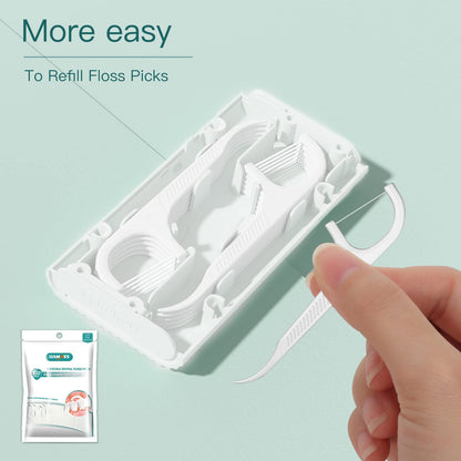 Liamoss Dental Floss Picks with Floss Dispenser – 120 Count, Portable Travel Case, No-Break & No-Shard