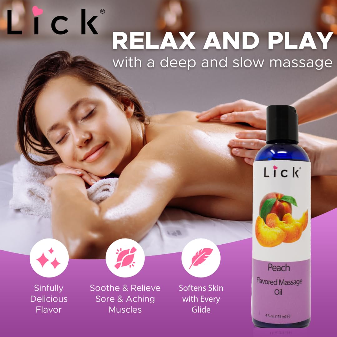 Peach Flavored Massage Oil - Edible, Nourishing & Warming 4oz