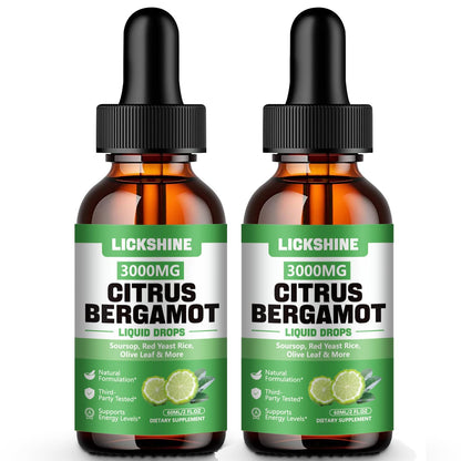 Lickshine 2 Pack Citrus Bergamot Liquid Drops – High Absorption & Cholesterol Support (4 oz)