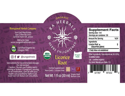 Organic Licorice Root Tincture - STOMACH, LIVER, DIGESTION, MENOPAUSE, RESPIRATORY ISSUES