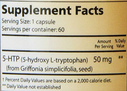 Lidtke Technologies Diet Supplement 5-HTP Capsules, 60 Count
