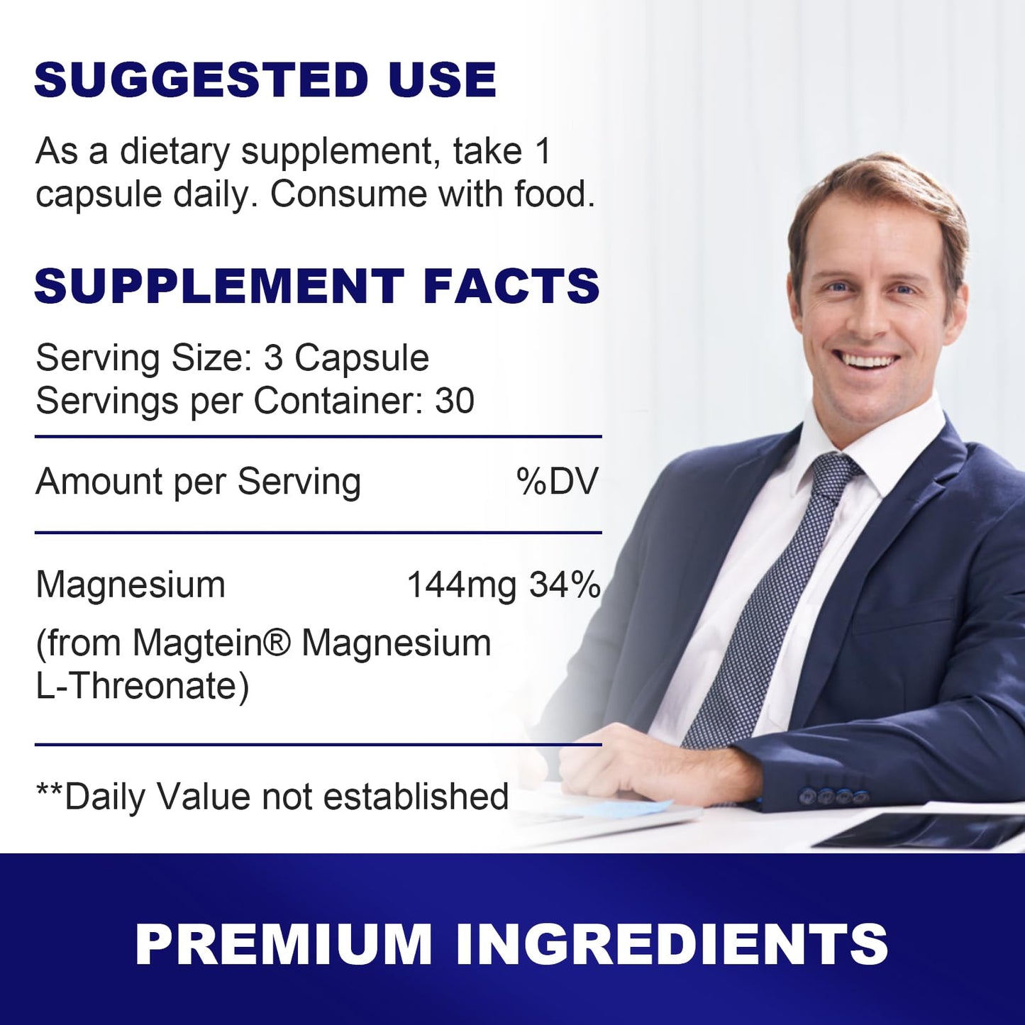 LIFE CAPX Magnesium L-Threonate (Magtein™) – Improve Memory, Cognition & Sleep | 90 Capsules