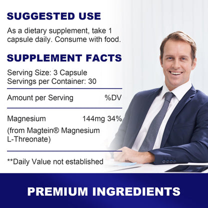 LIFE CAPX Magnesium L-Threonate (Magtein™) – Improve Memory, Cognition & Sleep | 90 Capsules
