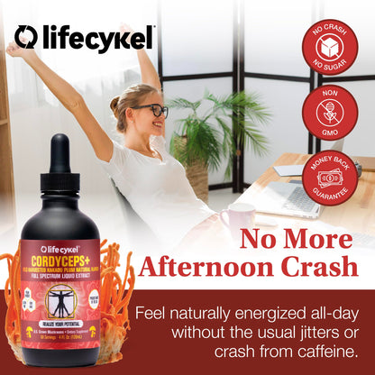 Life Cykel Professional Athletes Pack – Reishi, Lion's Mane & Cordyceps Full-Spectrum Mushroom Tincture | Vegan, Non-GMO