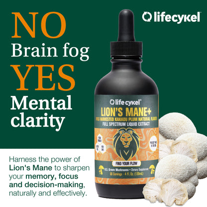 Life Cykel Professional Athletes Pack – Reishi, Lion's Mane & Cordyceps Full-Spectrum Mushroom Tincture | Vegan, Non-GMO