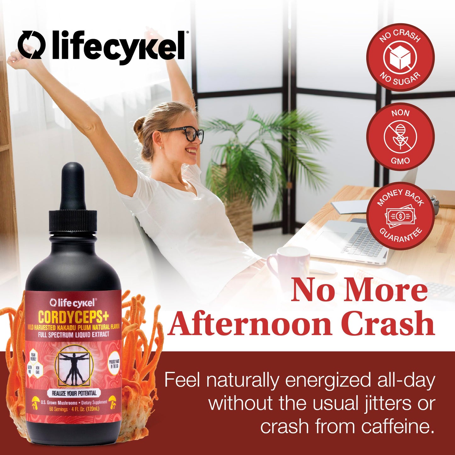 Life Cykel This is It Pack: Chaga, Lion's Mane & Cordyceps – Full-Spectrum Mushroom Extract for Energy, Clarity & Immune Support | Vegan, Non-GMO