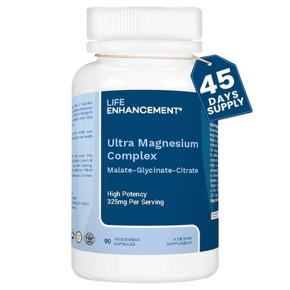 Life Enhancement Ultra Magnesium Complex – Glycinate, Malate & Citrate (90 Veg Caps) – Made in USA