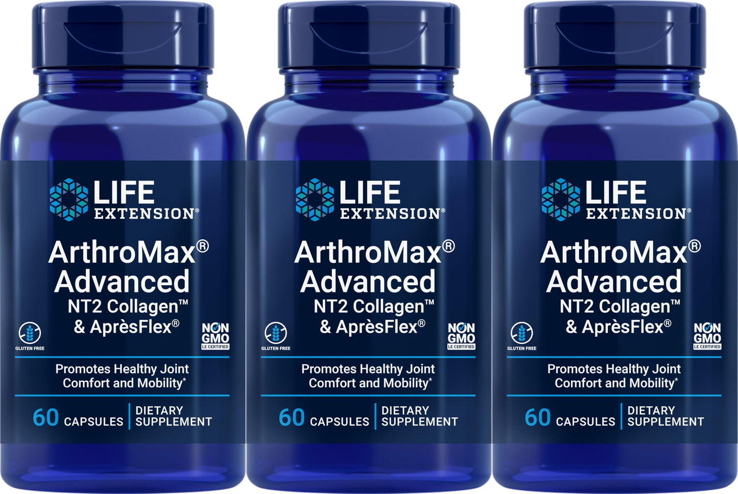Life Extension ArthroMax Advanced with NT2 Collagen & ApresFlex – 60 Capsules (Pack of 3)