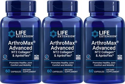 Life Extension ArthroMax Advanced with NT2 Collagen & ApresFlex – 60 Capsules (Pack of 3)