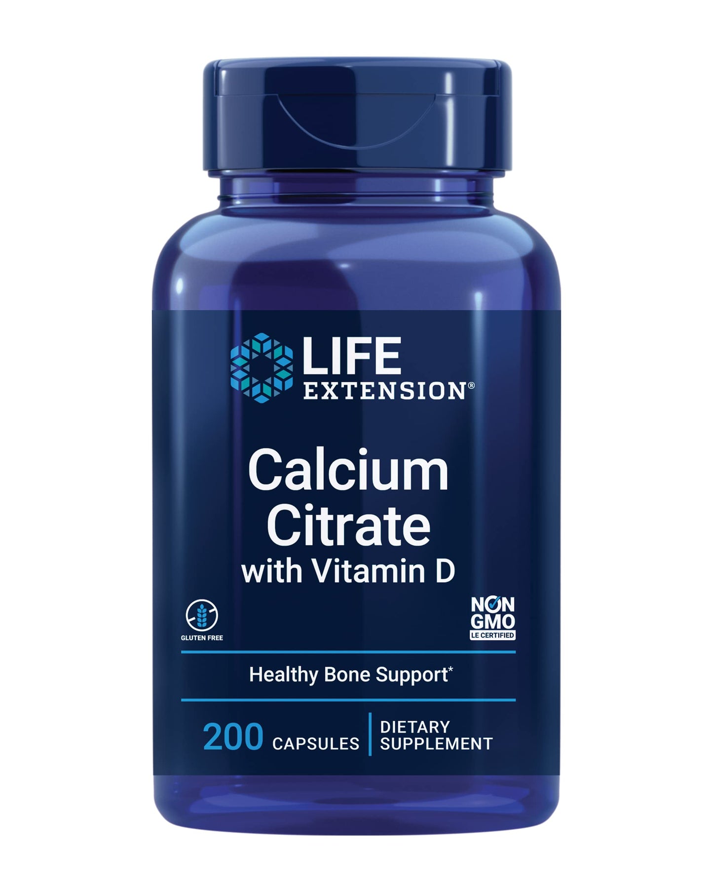 Life Extension Calcium Citrate with Vitamin D – Bone Health (Gluten-Free, Non-GMO)