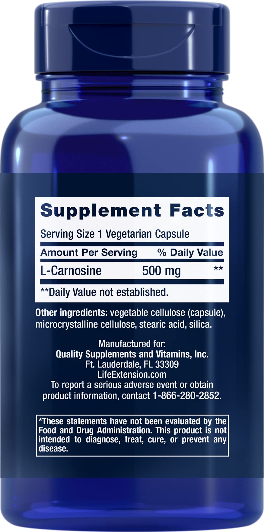 Life Extension Carnosine – Healthy Aging, Exercise Recovery | 60 Vegetarian Capsules